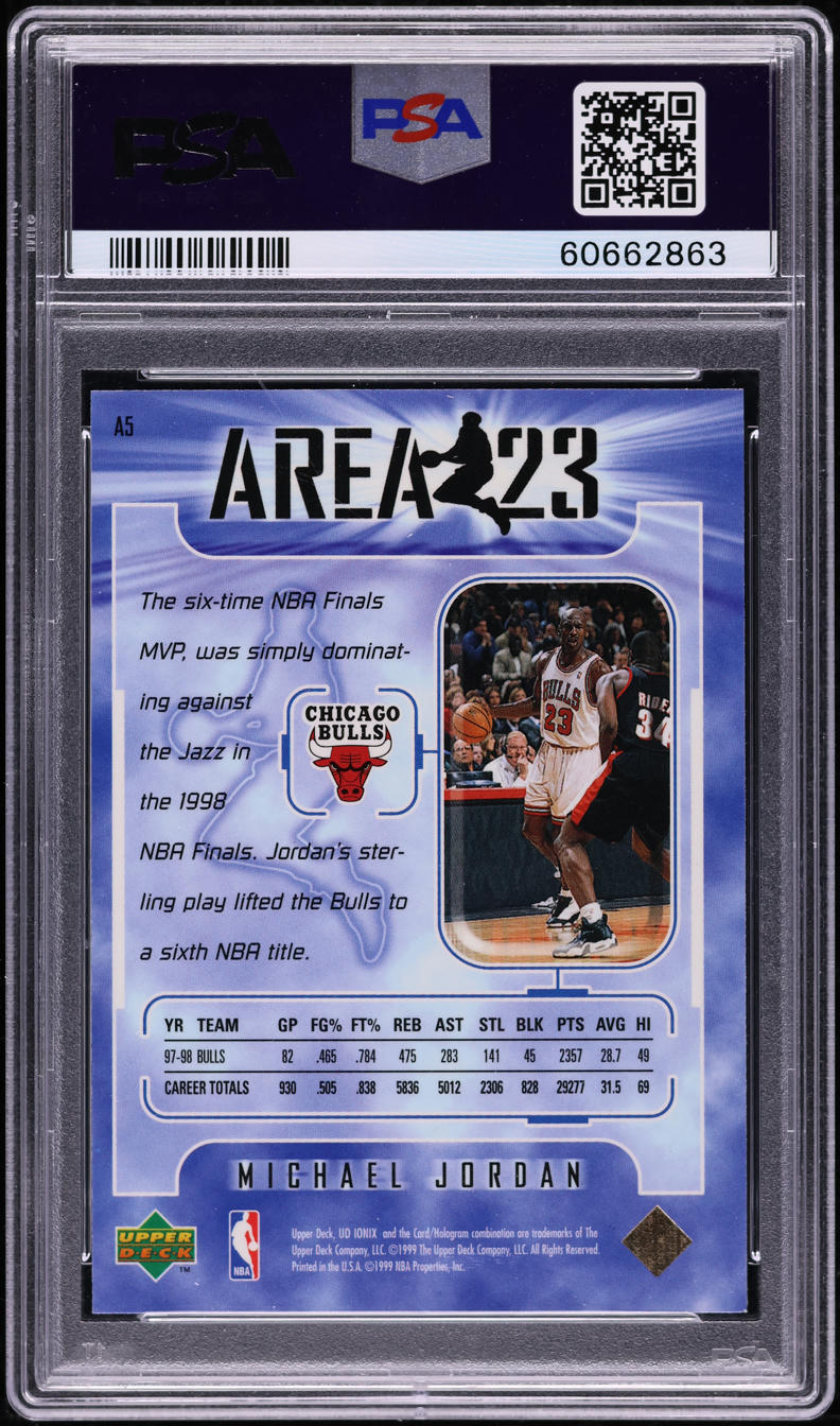 1998 Upper Deck Ionix Area 23 Michael Jordan #A5 PSA 10 GEM MINT