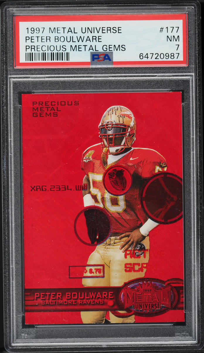 1997 Metal Universe Precious Metal Gems Red Peter Boulware RC /150 #177 PSA 7
