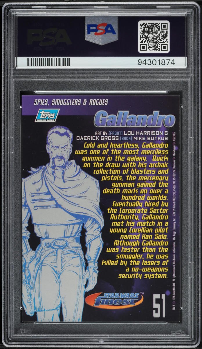 1996 Finest Star Wars Gallandro #51 PSA 9 MINT on Fanatics Collect