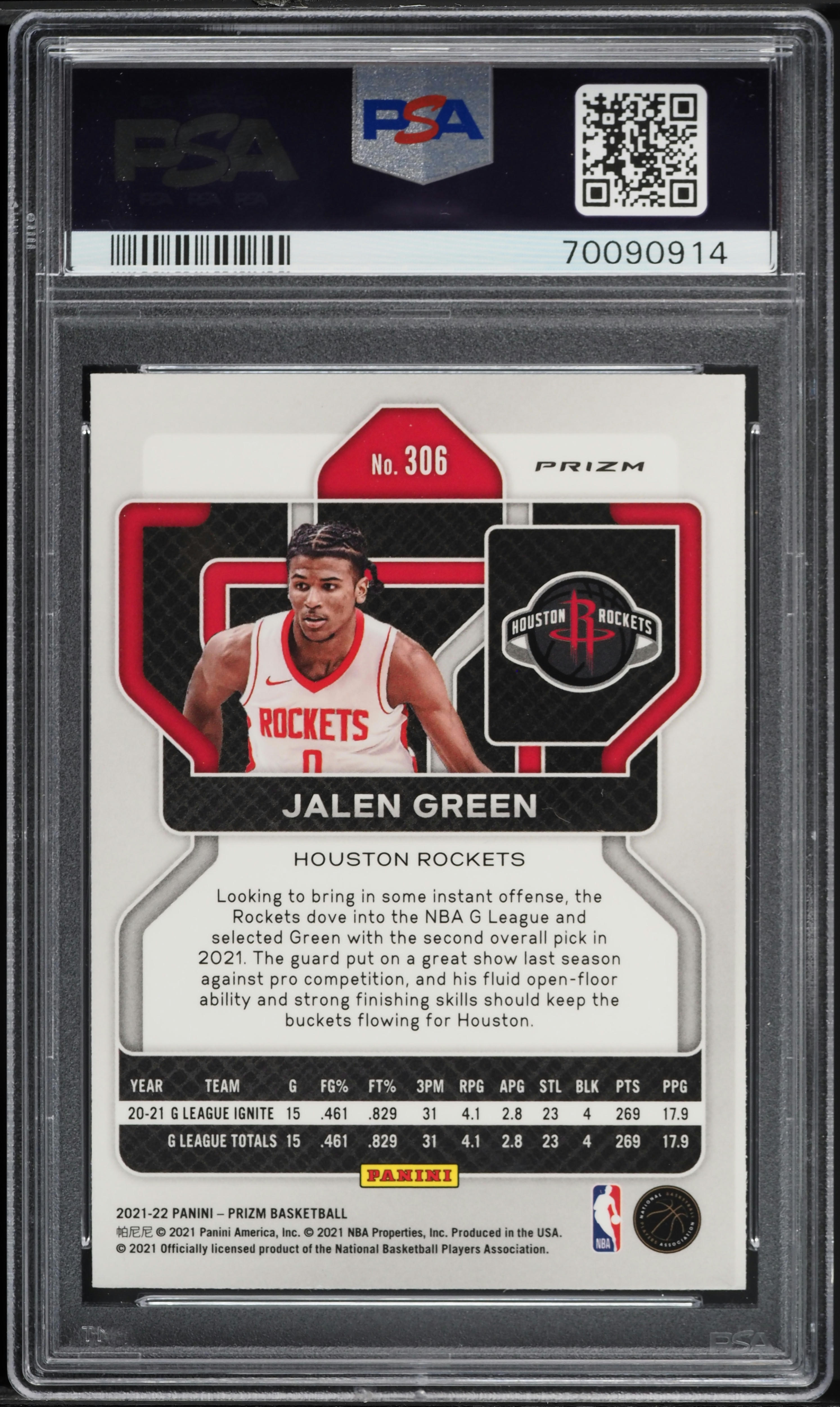 2021 Panini Prizm Premium Factory Set Jalen Green ROOKIE #306 PSA