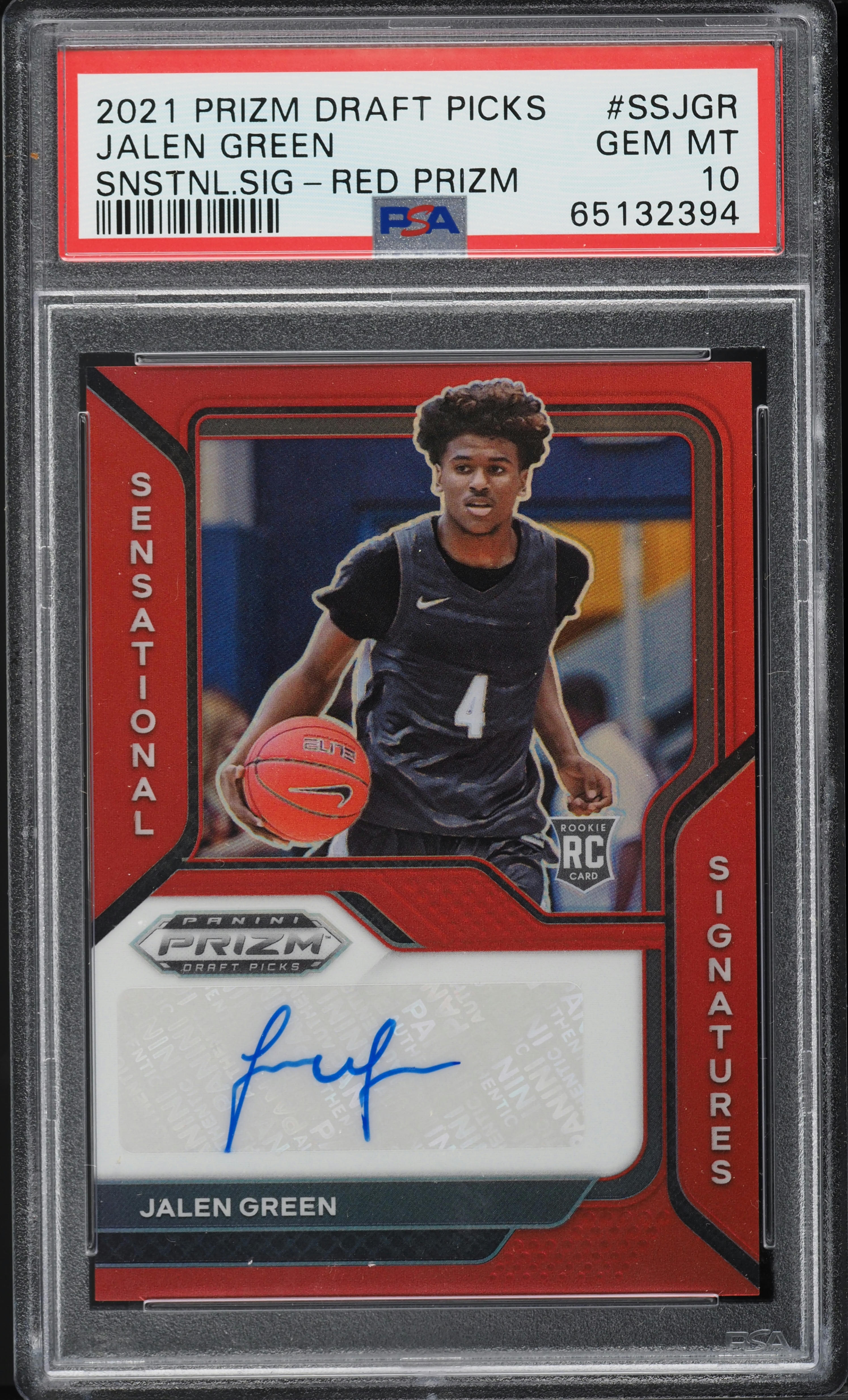 2021 Panini Prizm Draft Picks Red Jalen Green ROOKIE AUTO /49 #SS