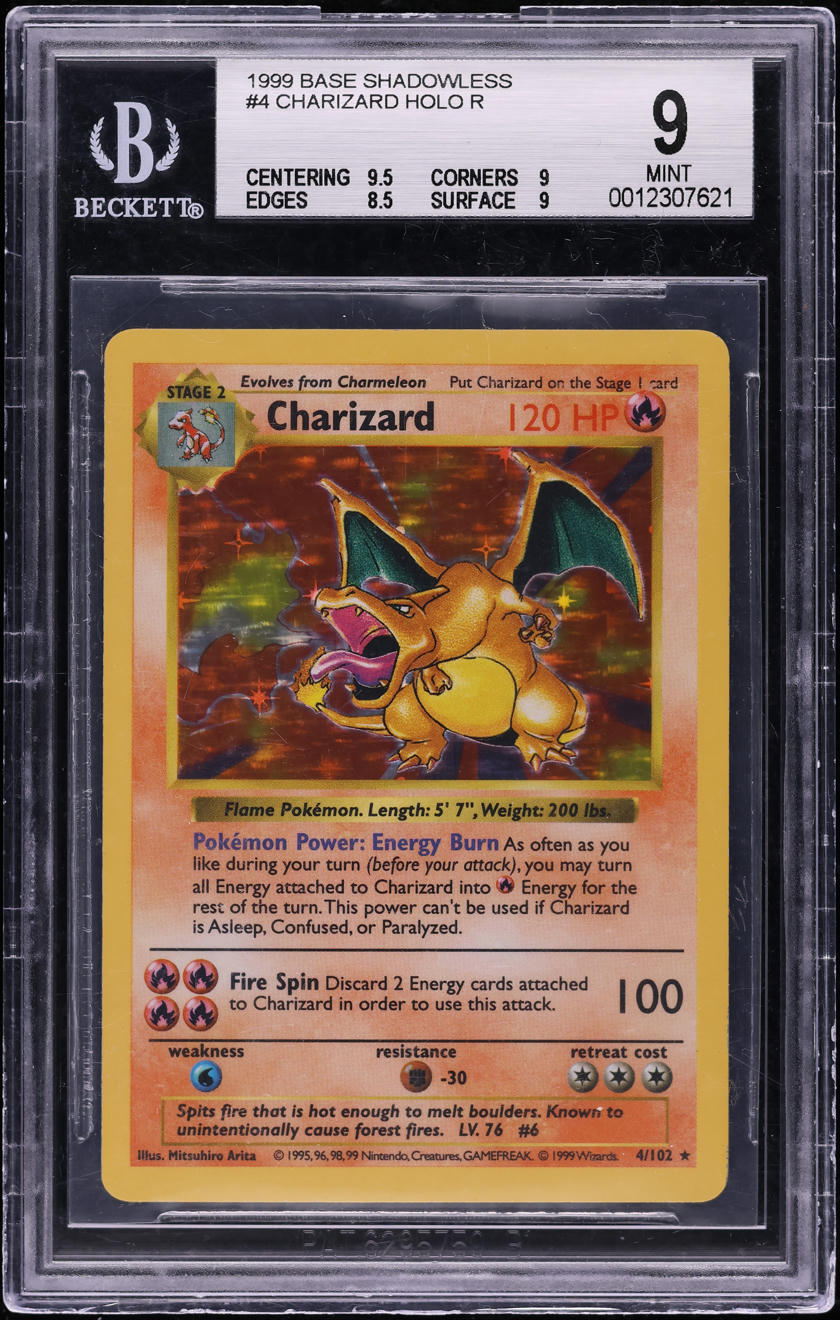 1999 Pokemon Base Shadowless Holo Charizard #4 BGS 9 MINT