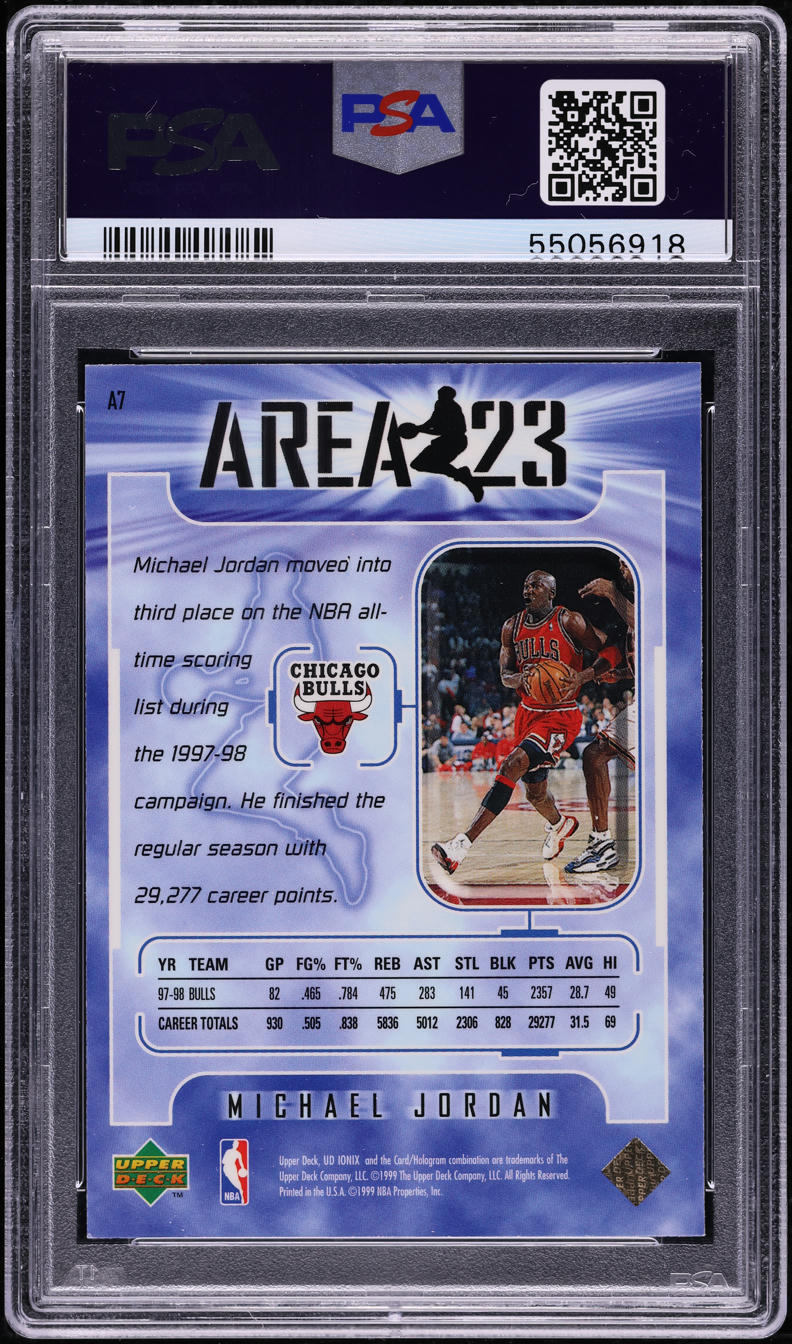 1998 Upper Deck Ionix Area 23 Michael Jordan #A7 PSA 10 GEM MINT