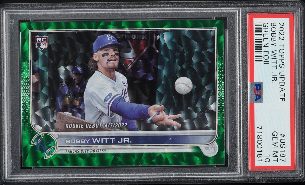 2022 Topps Update Green Foil Bobby Witt Jr. ROOKIE /499 #US187 PSA 10 GEM MINT