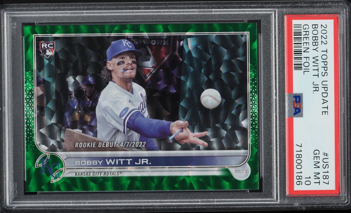 2022 Topps Update Green Foil Bobby Witt Jr. ROOKIE /499 #US187 PSA 10 GEM MINT