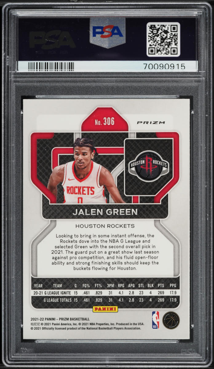 2021 Panini Prizm Premium Factory Set Jalen Green ROOKIE #306 PSA