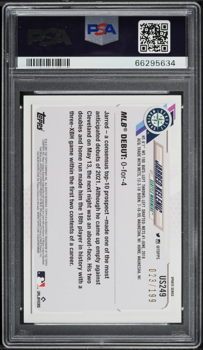 2021 Topps Update Red Foil Jarred Kelenic ROOKIE /199 #US249 PSA 10 GEM MINT
