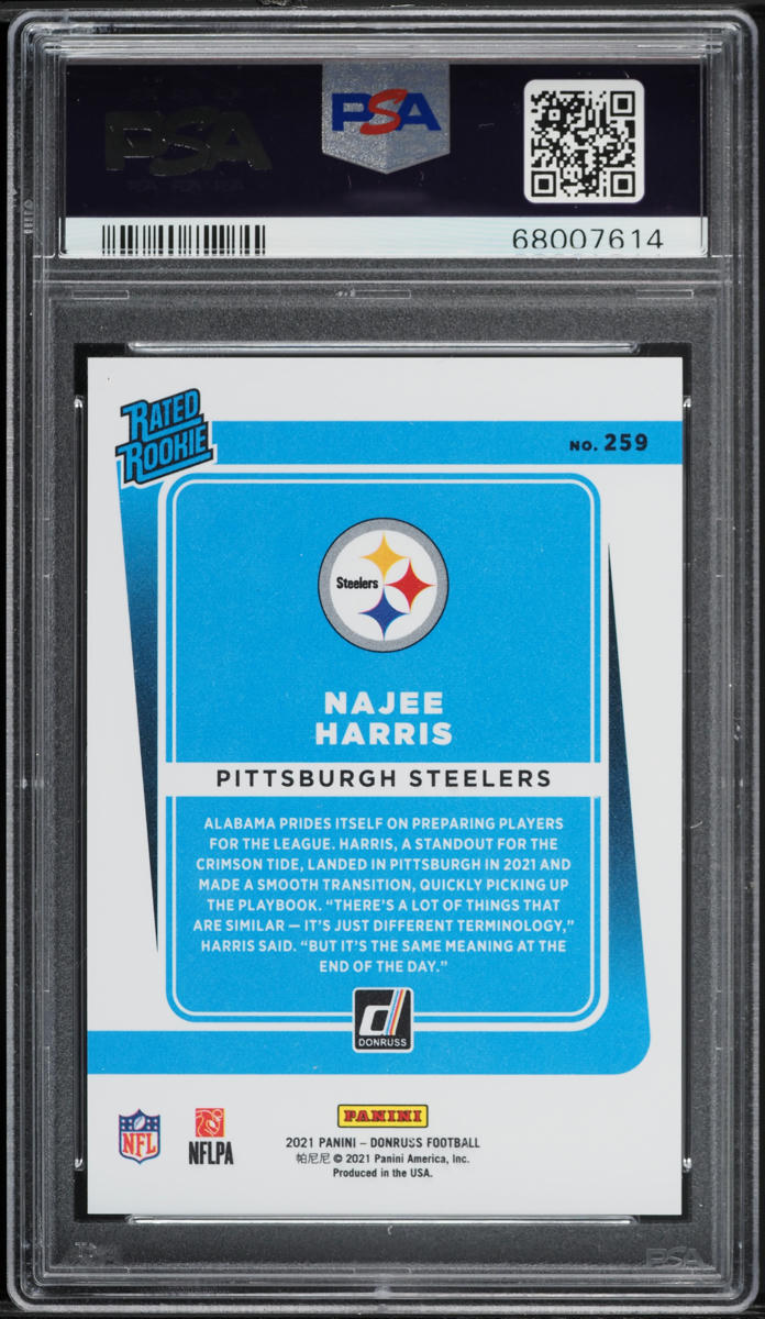 2021 Donruss Press Proof Premium Najee Harris ROOKIE #259 PSA 10 GEM MINT