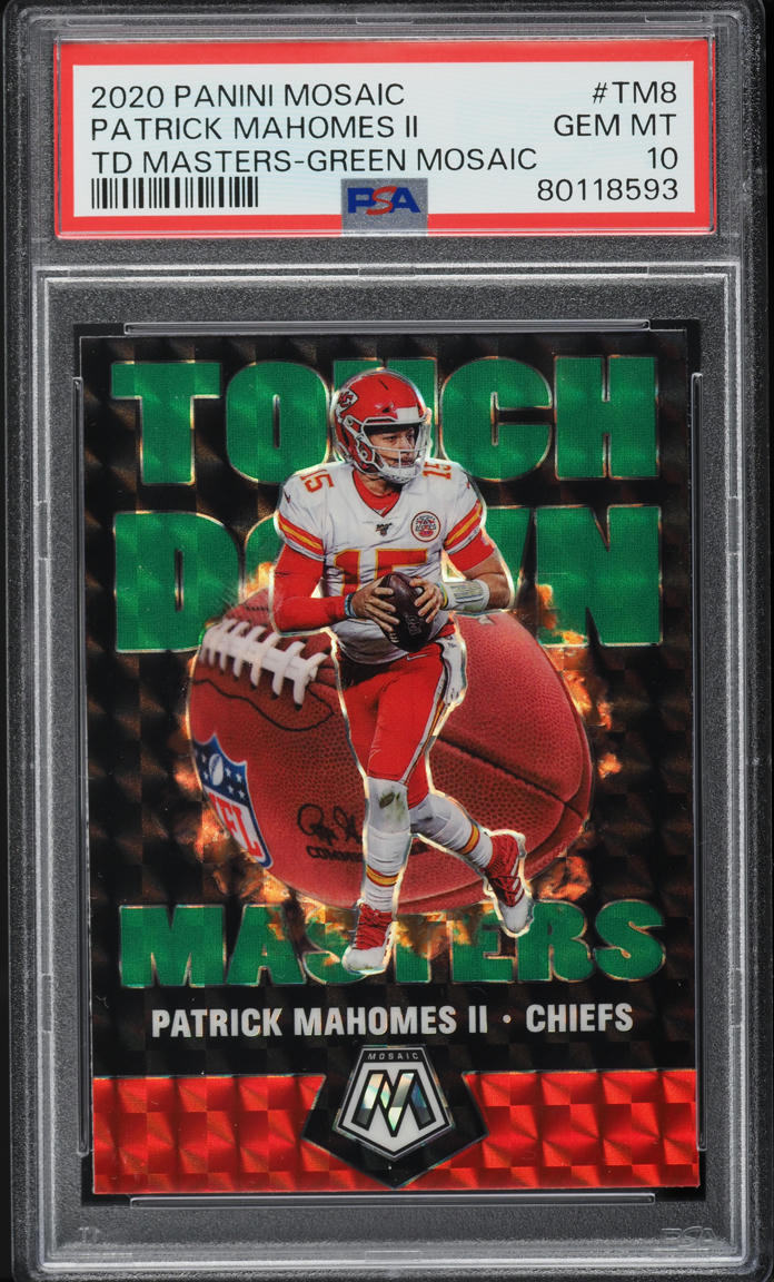 2020 Panini Mosaic Touchdown Masters Green Patrick Mahomes II #TM8 PSA 10 GEM