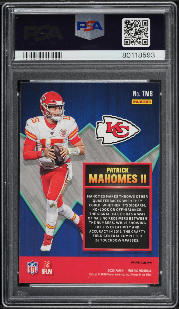 2020 Panini Mosaic Touchdown Masters Green Patrick Mahomes II #TM8 PSA 10 GEM