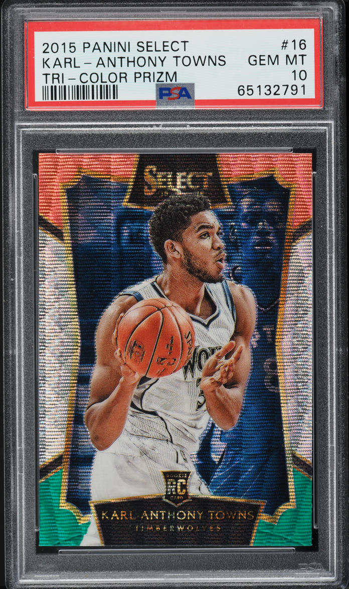 2015 Select Tri-Color Prizm Karl-Anthony Towns ROOKIE #16 PSA 10 GEM MINT