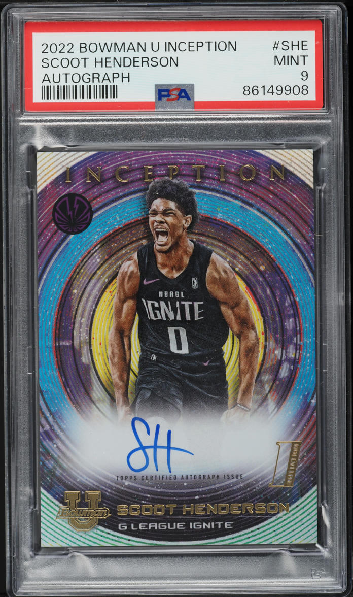 2022 Bowman University Inception Scoot Henderson ROOKIE AUTO #BIA-SHE PSA 9 MINT