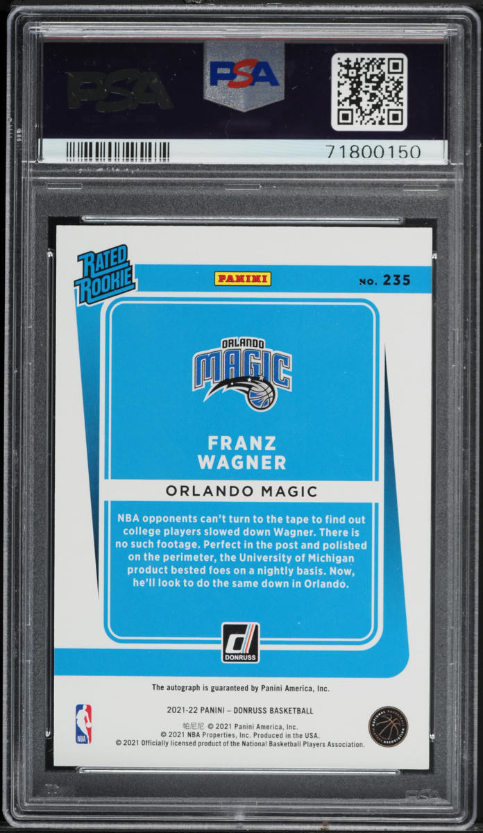 2021 Donruss Signature Choice Franz Wagner ROOKIE AUTO #235 PSA 10