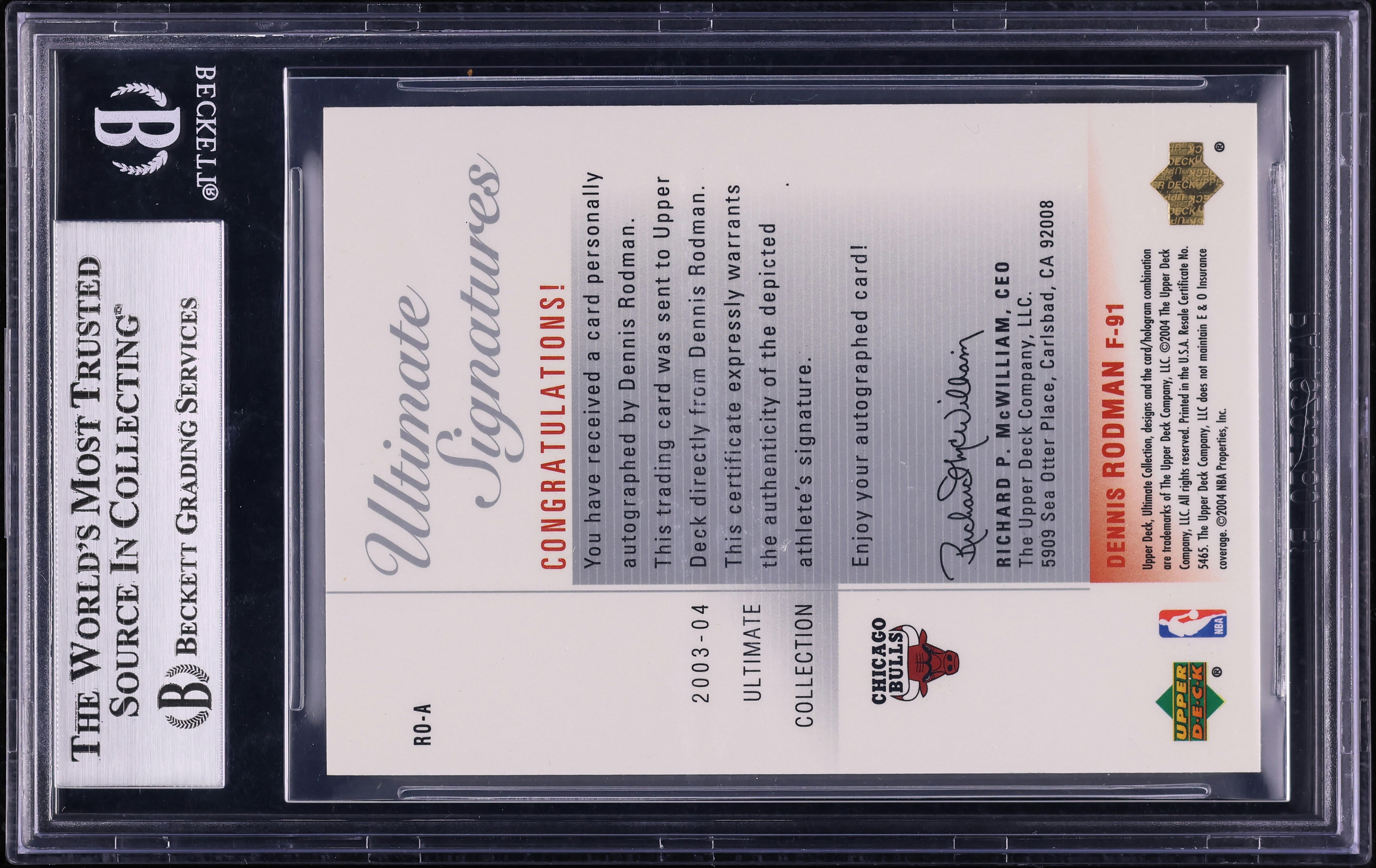 2003 Ultimate Collection Signatures Dennis Rodman AUTO #RO-A BGS 9