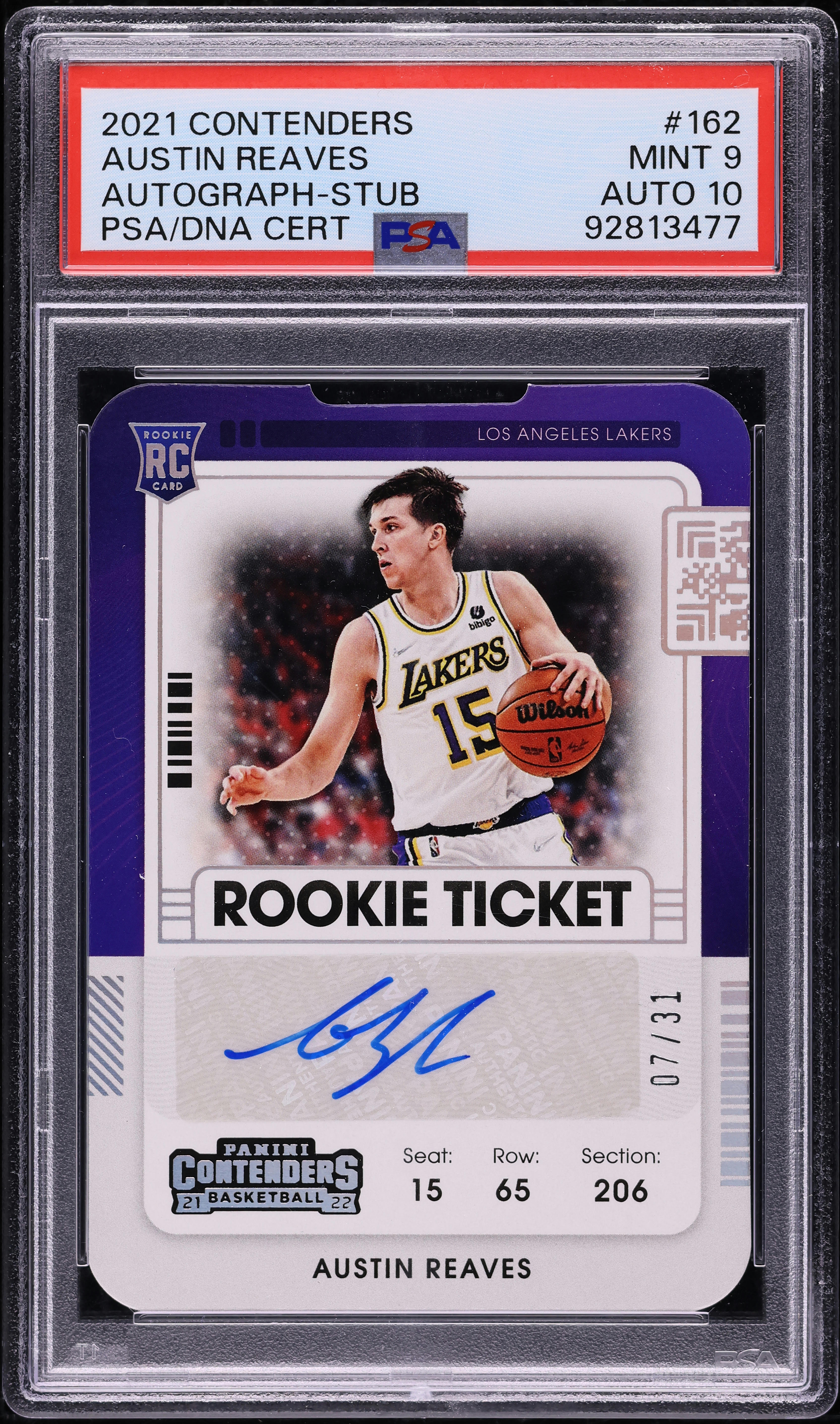 2021 Panini Contenders Austin Reaves ROOKUE AUTO DNA 10 /31 #162 