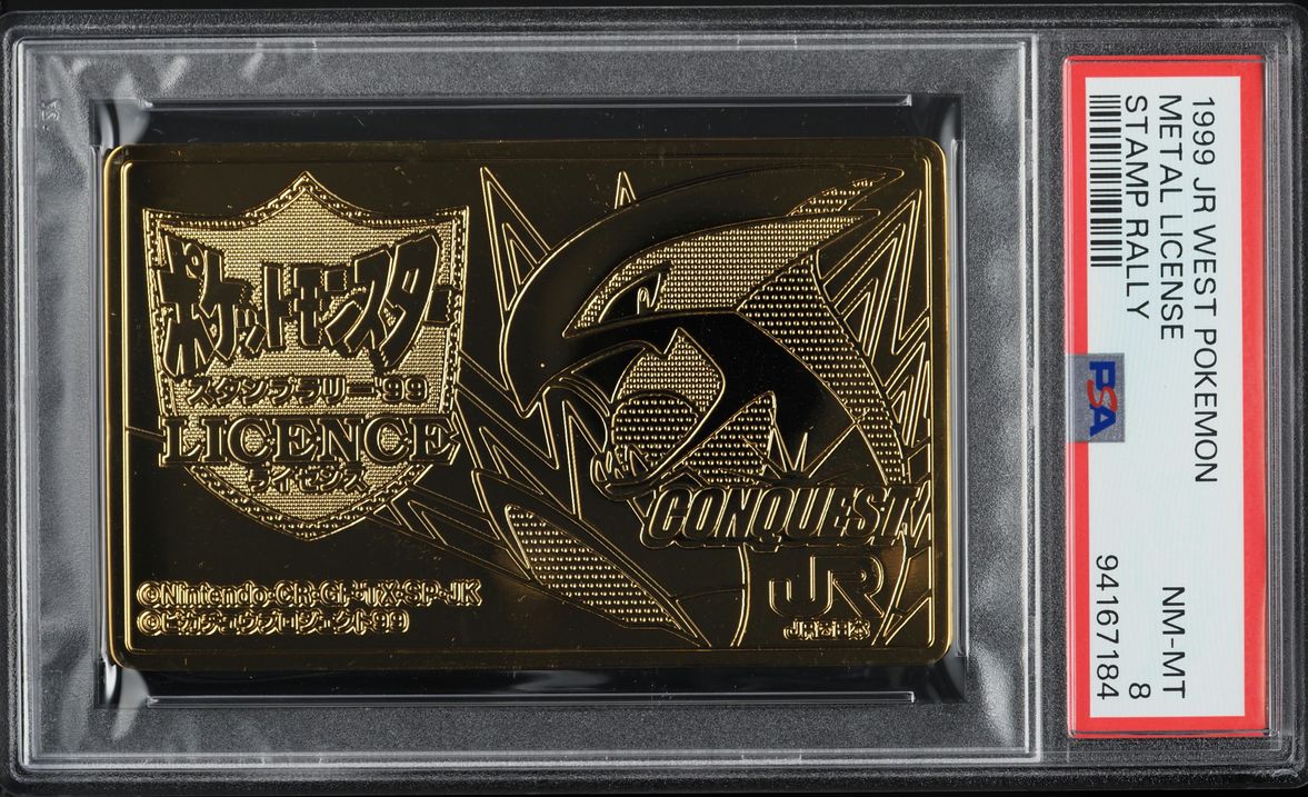 1999 Pokemon Japanese Jr West Stamp Rally Metal License PSA 8 NM-MT