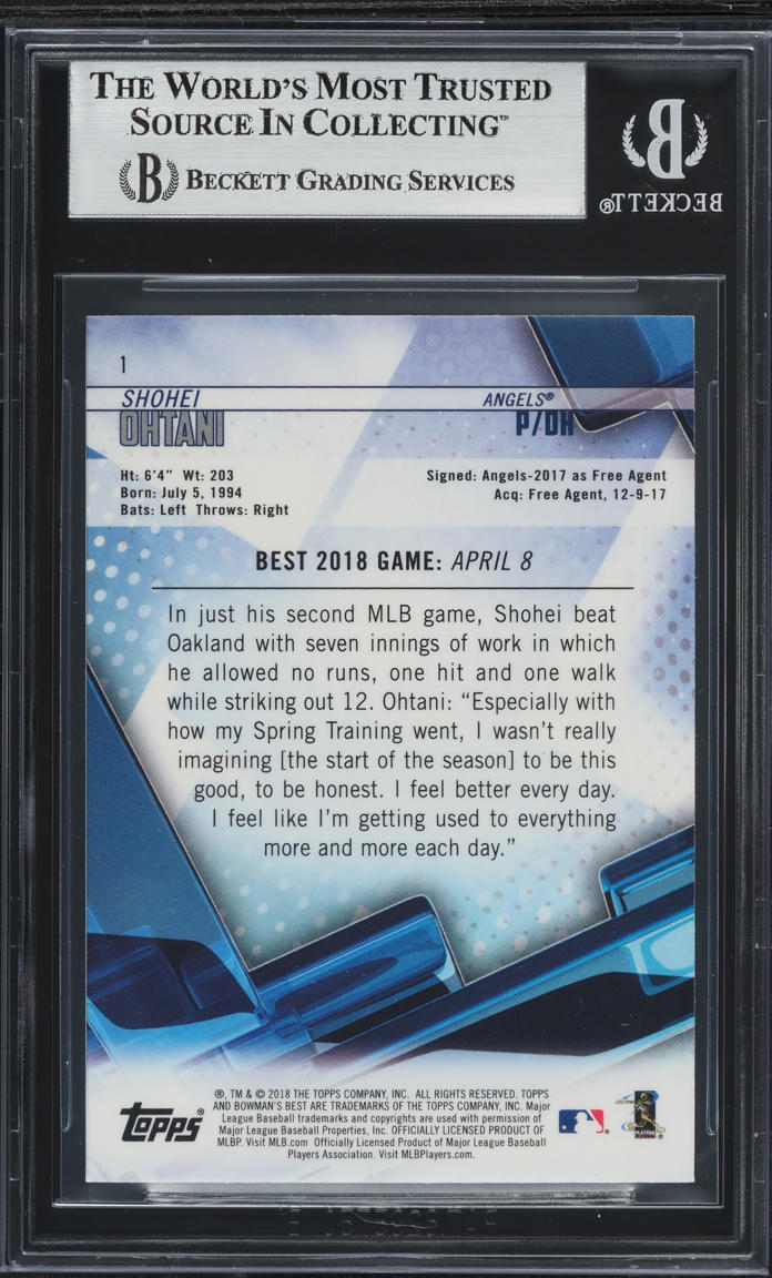 2018 Bowman's Best Shohei Ohtani ROOKIE #1 BGS 9 MINT