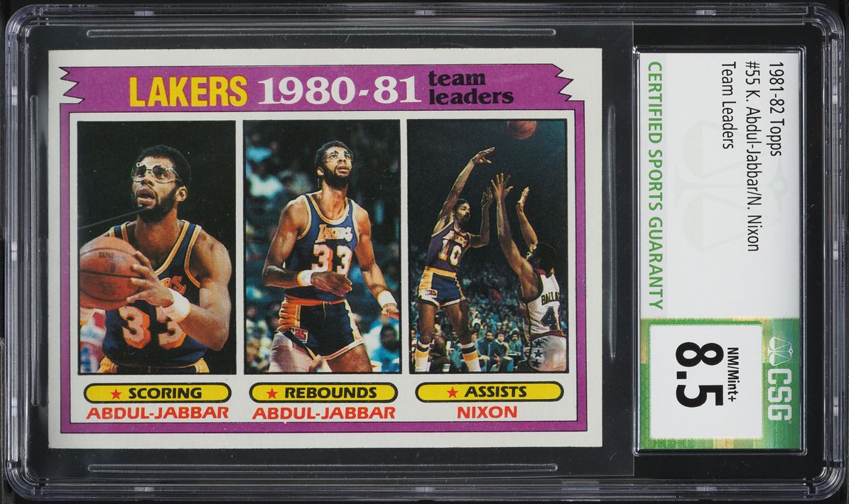 1981 Topps Basketball Kareem Abdul-Jabbar & Norm Nixon LAKERS TEAM LDRS CSG 8.5