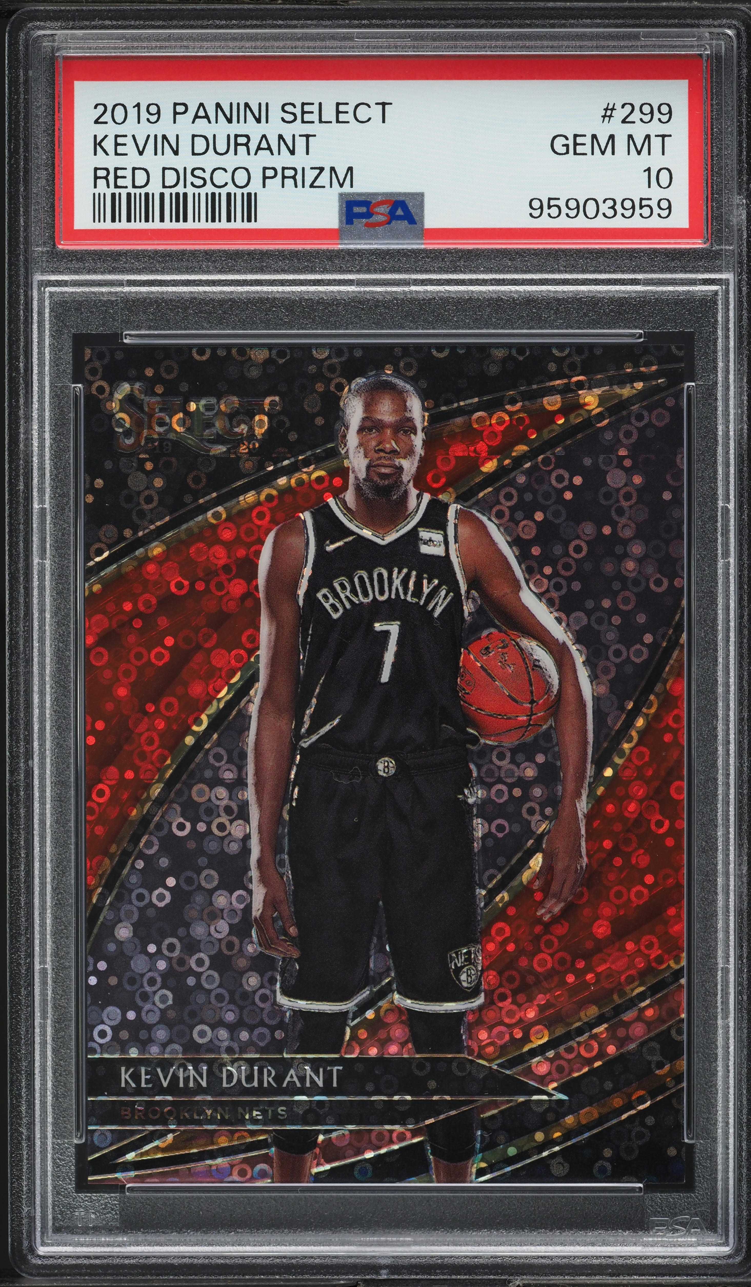 2019 Select Courtside Red Disco Prizm Kevin Durant /49 #299 PSA 10