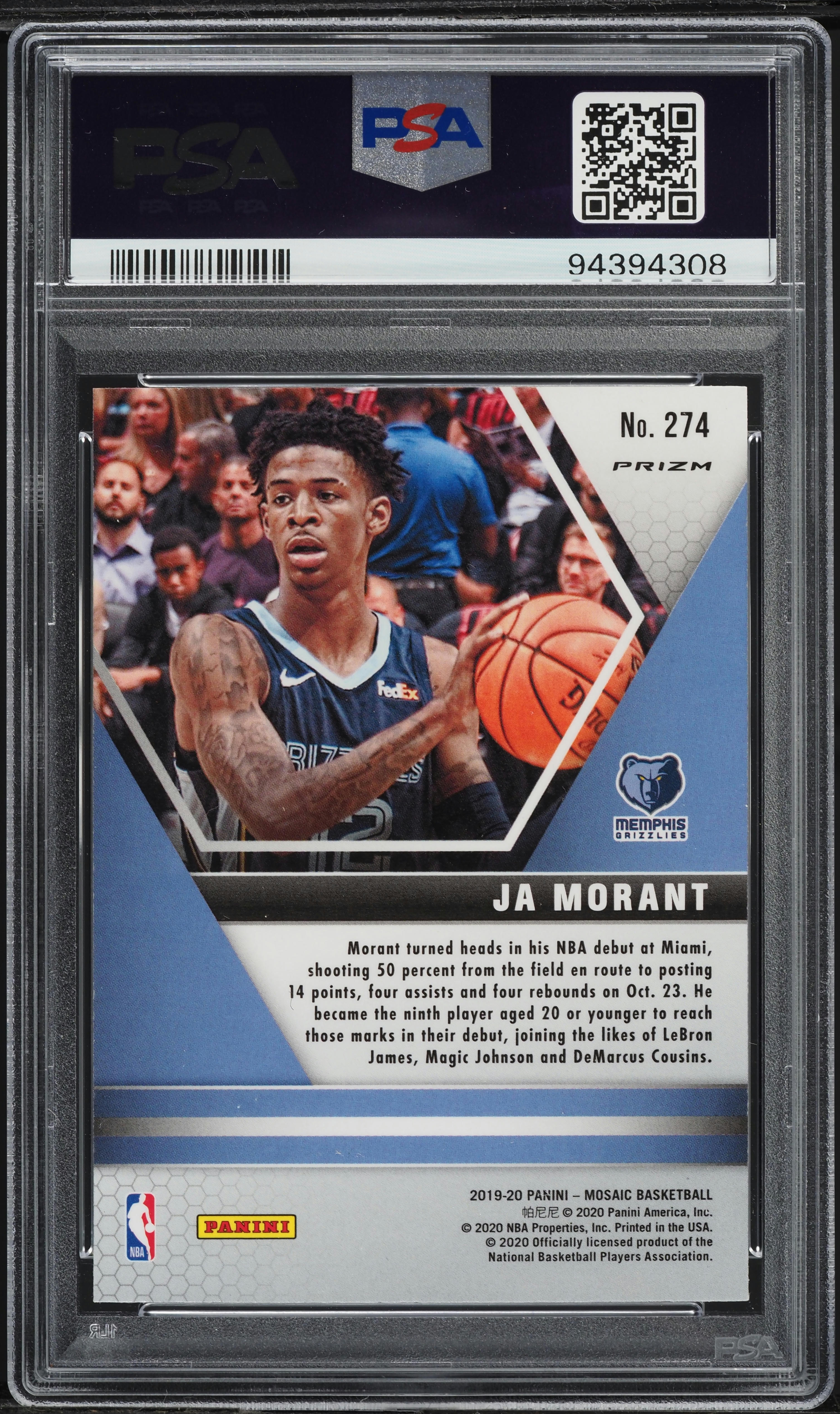 2019 Panini Mosaic Red Wave Ja Morant ROOKIE #274 PSA 10 GEM MINT