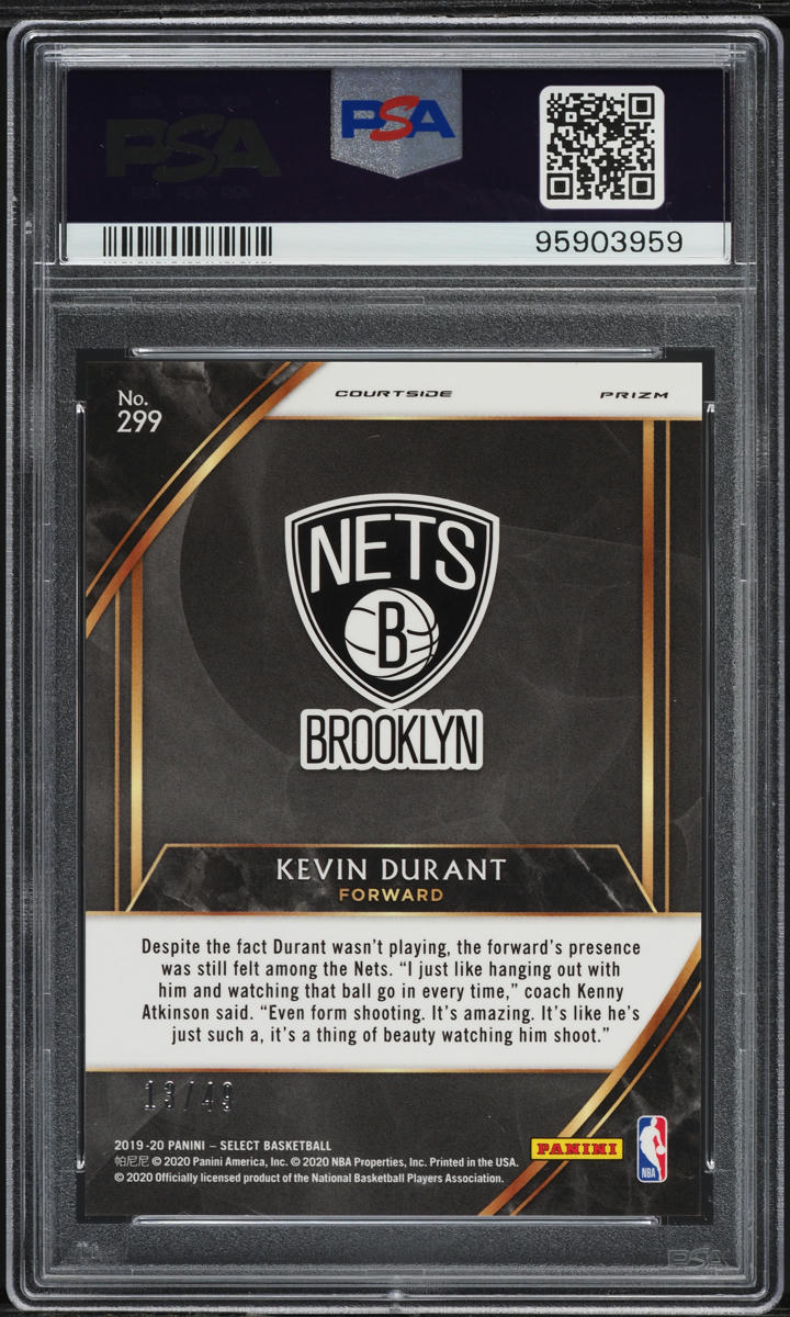 2019 Select Courtside Red Disco Prizm Kevin Durant /49 #299 PSA 10