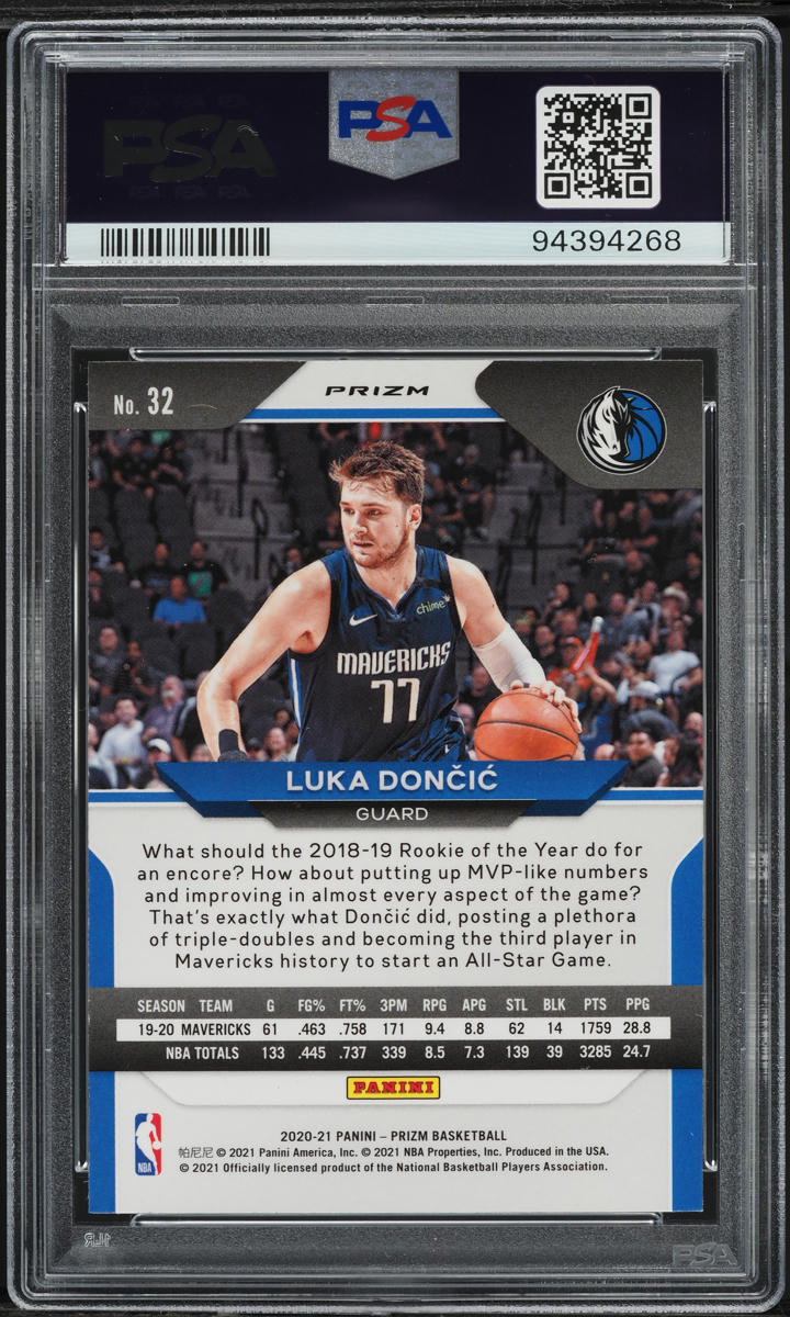 2020 Panini Prizm Choice Blue Yellow Green Luka Doncic #32 PSA 9