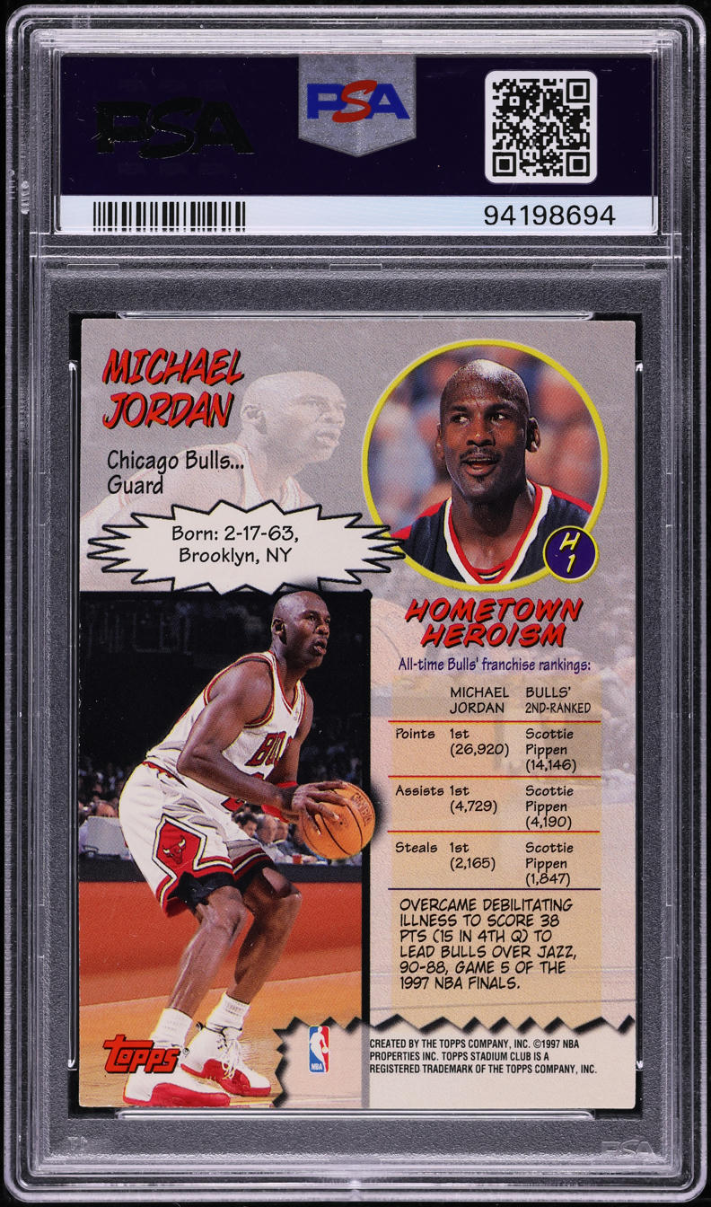 1997 Stadium Club Hardcourt Heroics Michael Jordan #H1 PSA 9 MINT
