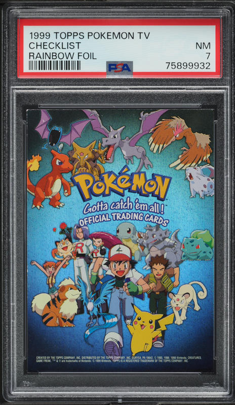 1999 Topps Pokemon TV Rainbow Foil Checklist PSA 7 NRMT on