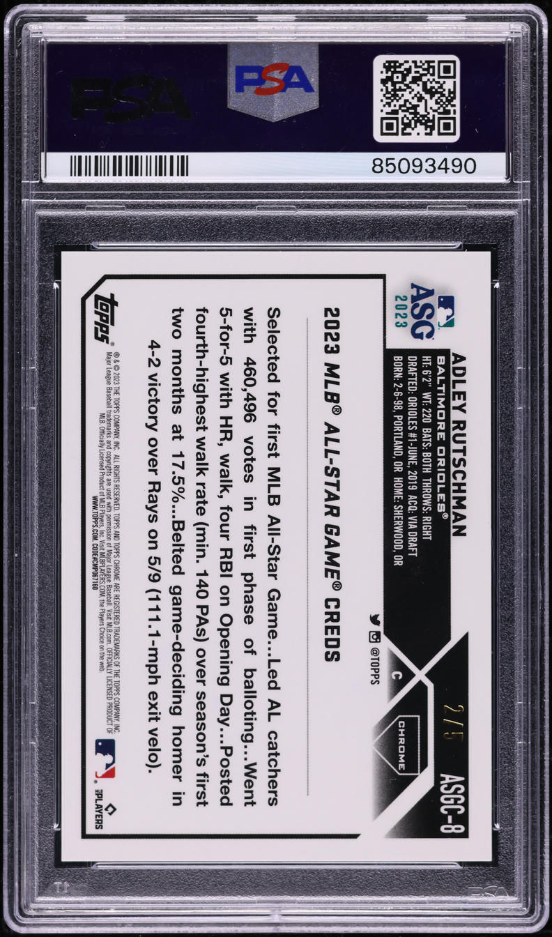2023 Topps Chrome Update All-Star Game Red Adley Rutschman ROOKIE /5 #8 PSA 10