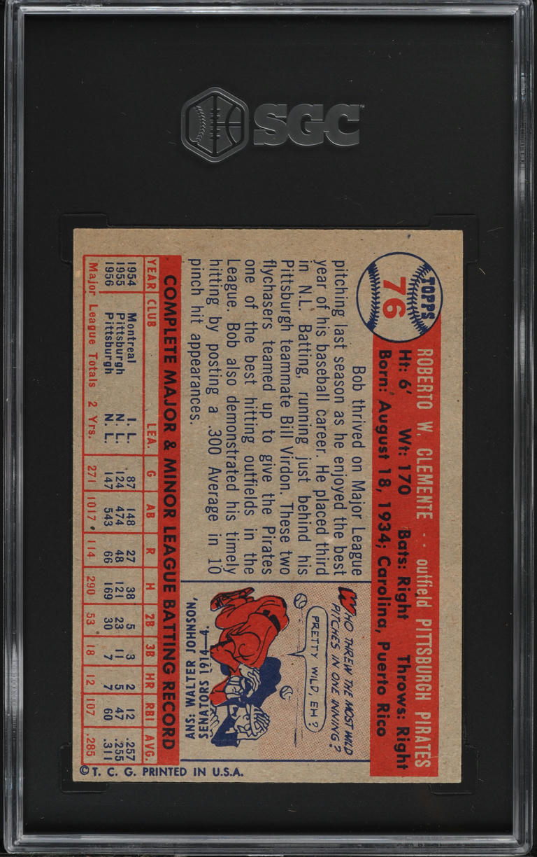 1957 Topps Roberto Clemente #76 SGC 3.5 VG+