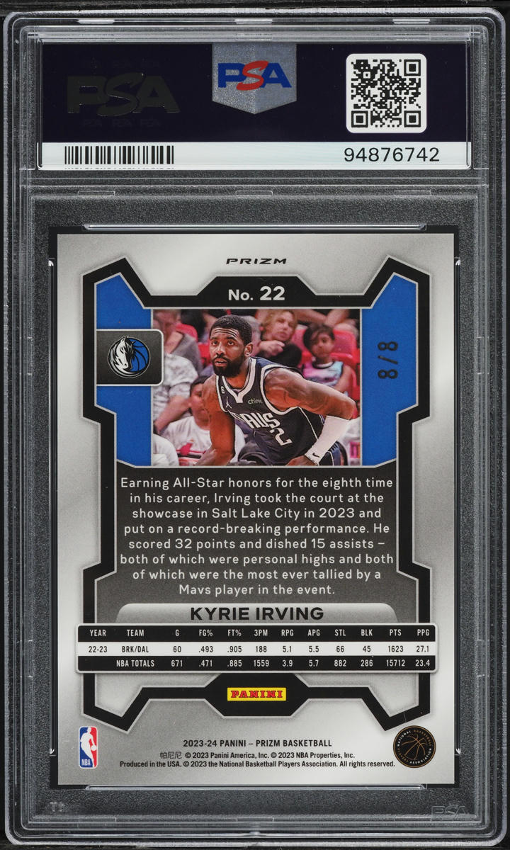 2023 Panini Prizm Green Choice Kyrie Irving 8/8 #22 PSA 10 GEM MINT