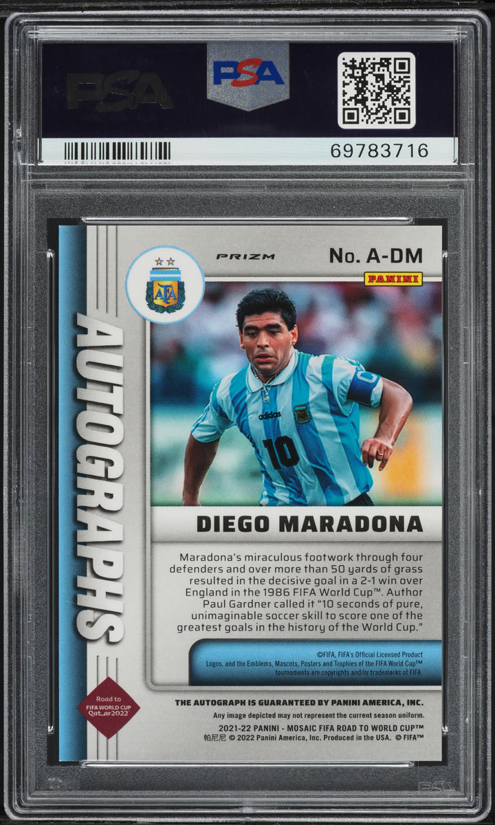 2021 Panini Mosaic FIFA Road to World Cup Diego Maradona AUTO #A-DM PSA 9 MINT