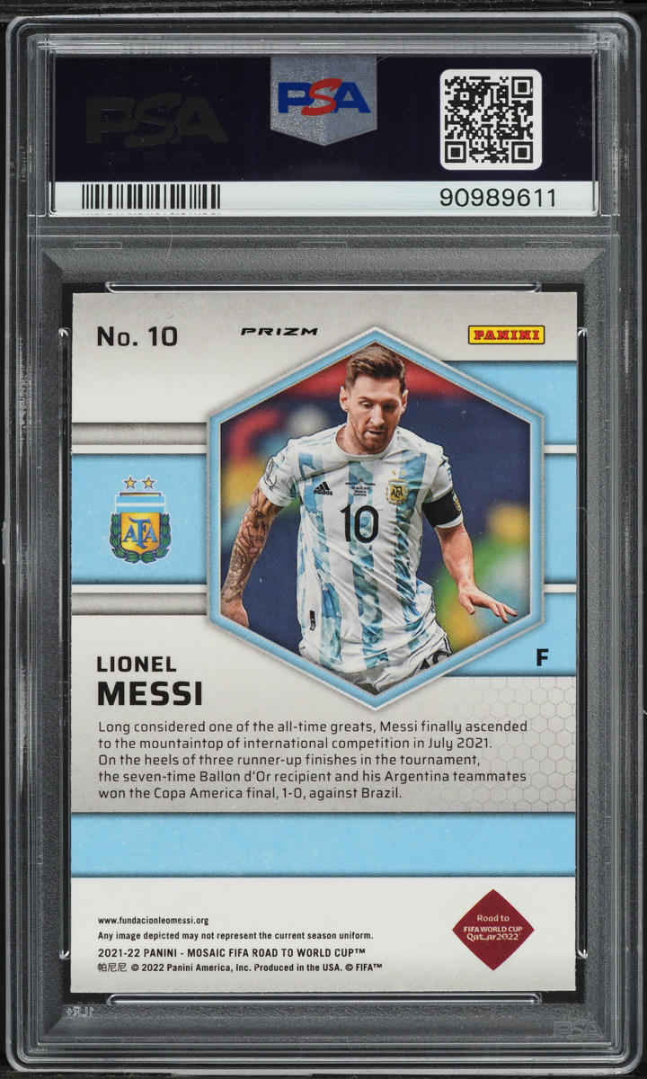 2021 Panini Mosaic FIFA Road to World Cup Red Pulsar Lionel Messi #10 PSA 10 GEM