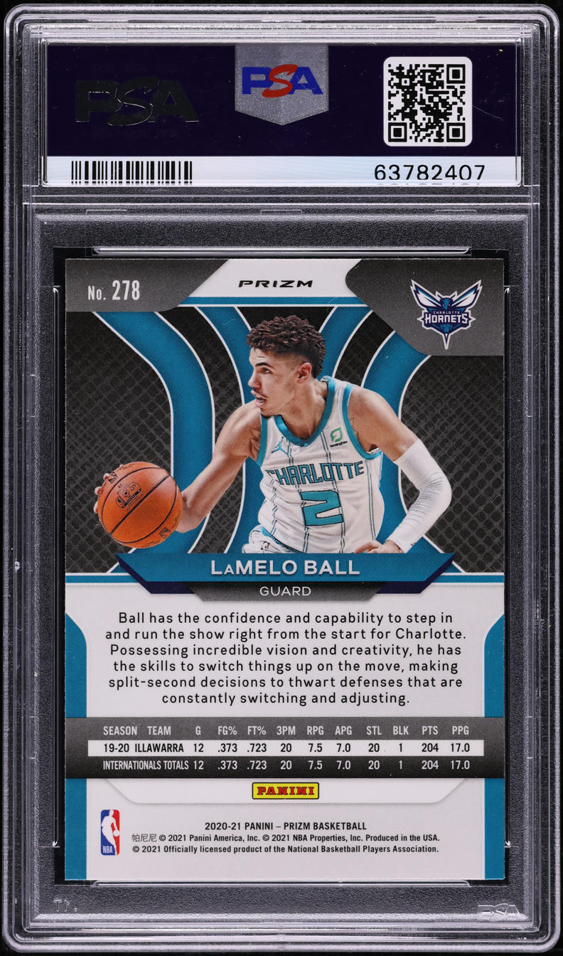 2020 Panini Prizm Silver LaMelo Ball ROOKIE #278 PSA 10 GEM MINT