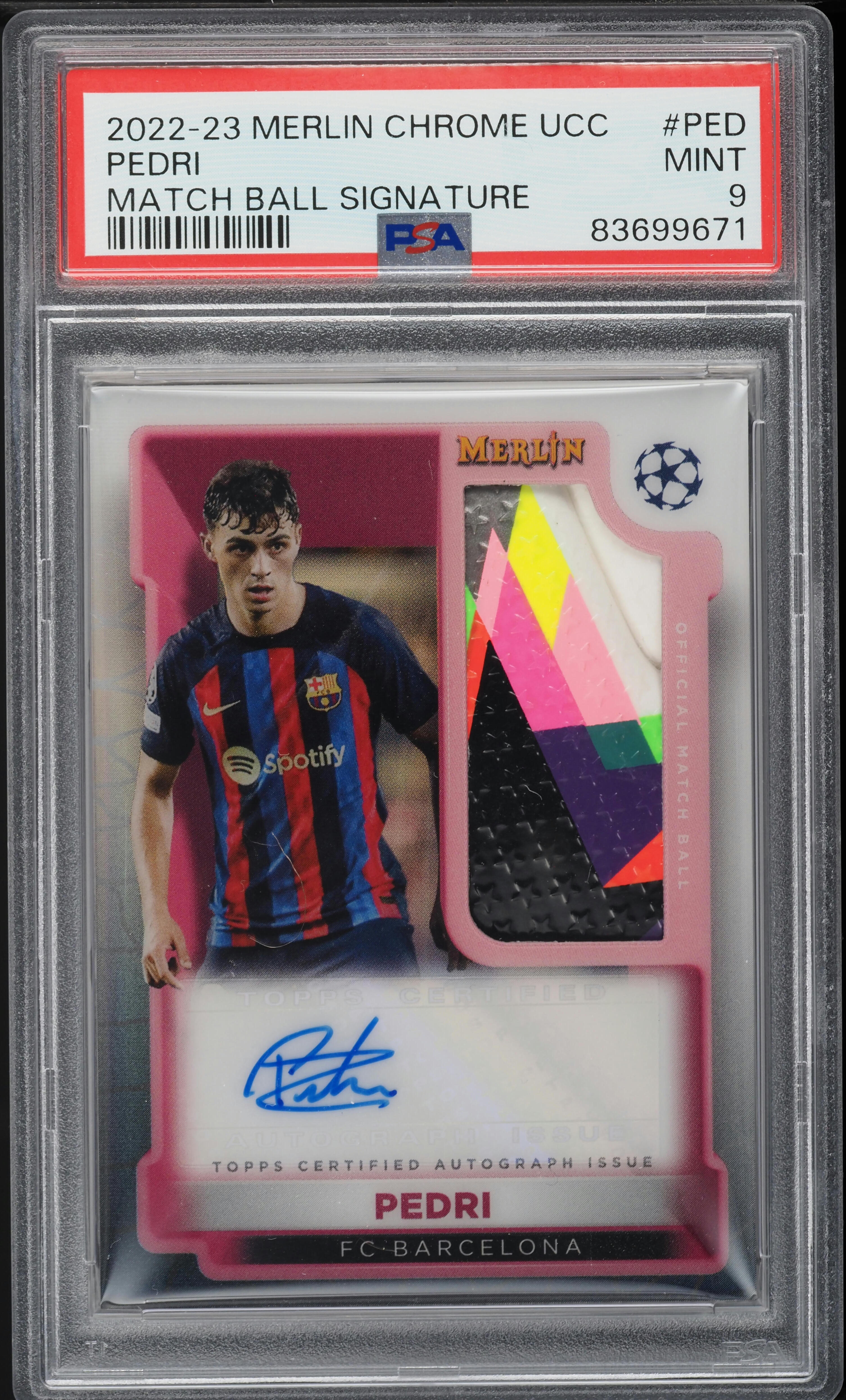 2022 Topps Merlin Chrome UEFA Club Comp Pedri BALL PATCH AUTO #MBS