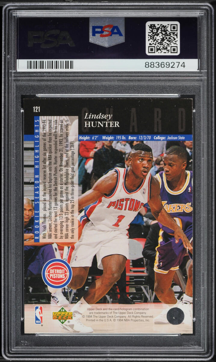 1993 Upper Deck SE Electric Gold Lindsey Hunter #121 PSA 7 NRMT