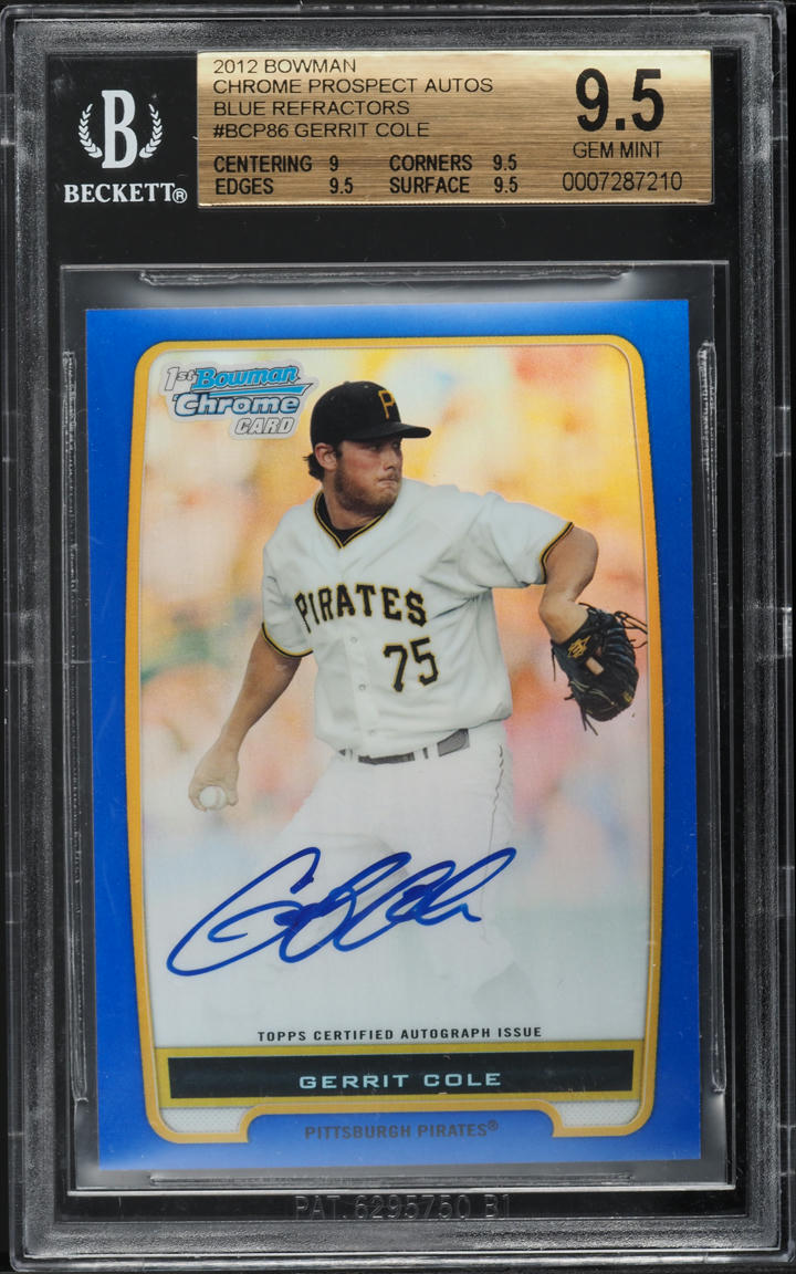 2012 Bowman Chrome Blue Refractor Gerrit Cole ROOKIE AUTO /150 BGS 9.5 GEM MINT