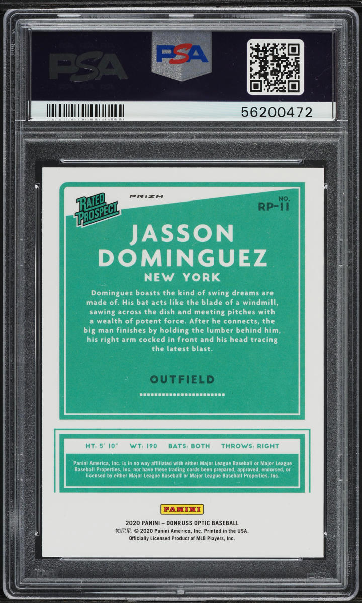 2020 Donruss Optic Rated Prospects Holo Jasson Dominguez ROOKIE #RP-11 PSA 10