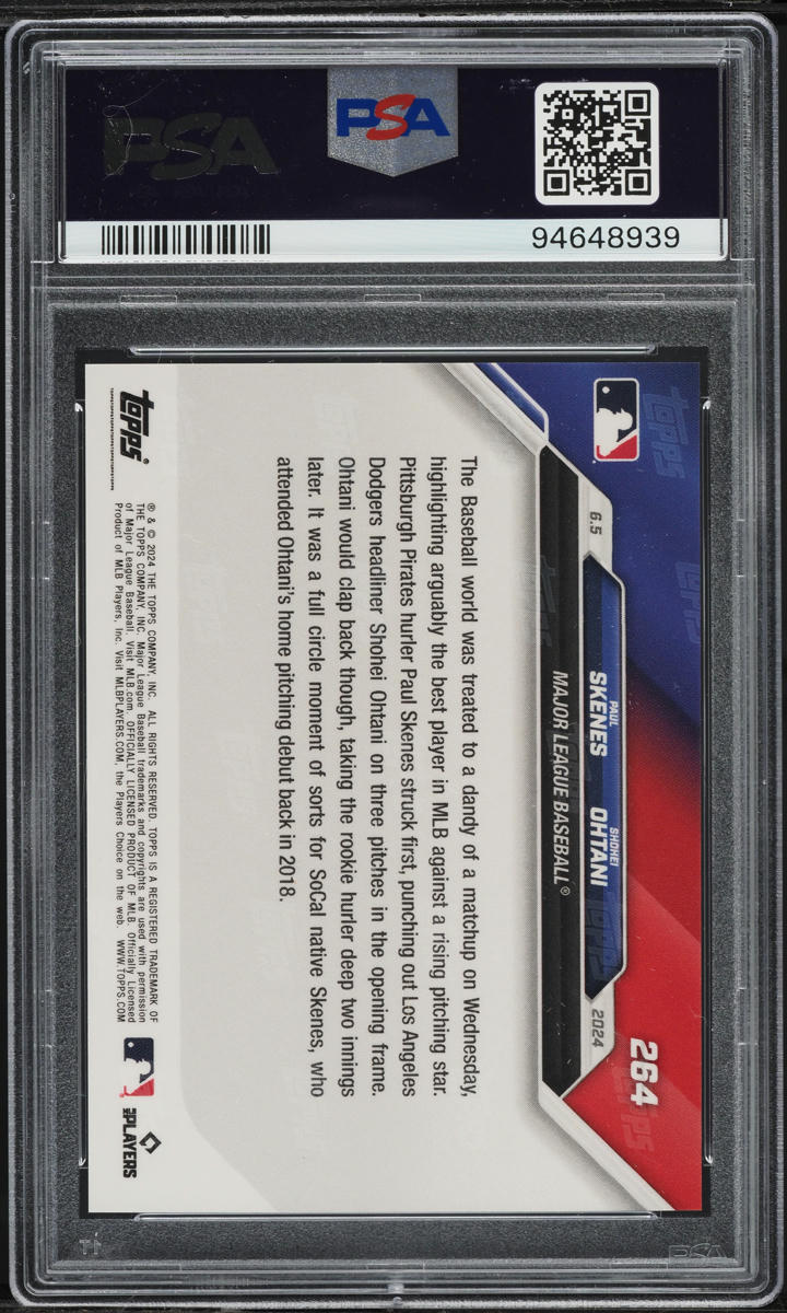 2024 Topps Now Blue Paul Skenes Shohei Ohtani /49 #264 PSA 10 GEM MINT