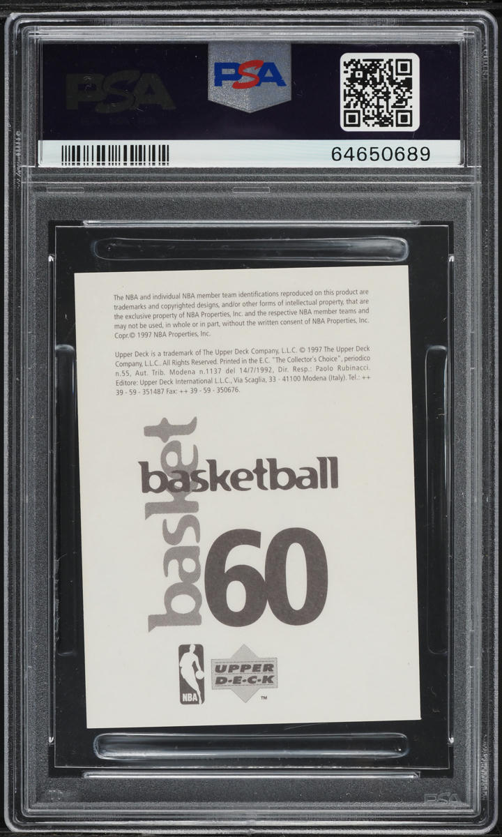 1997 Upper Deck International Stickers Kobe Bryant #60 PSA 6 EXMT