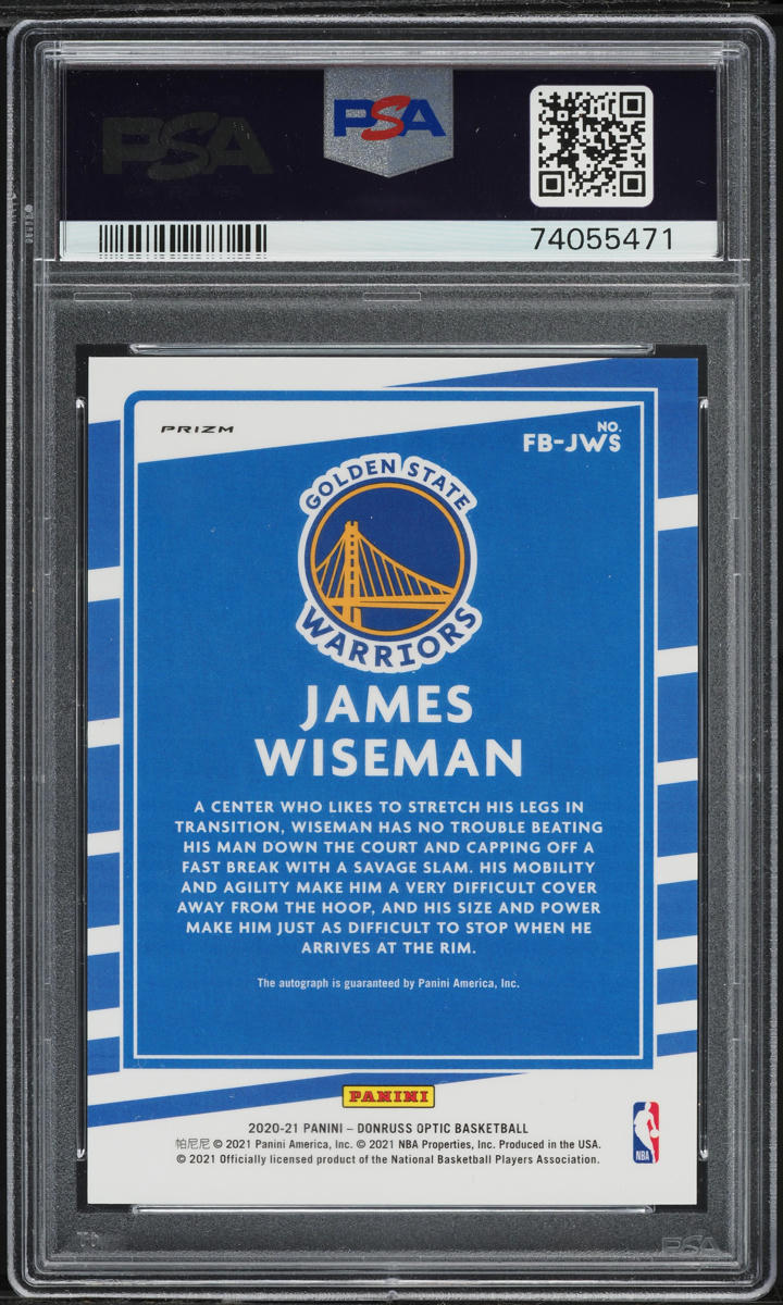 2020 Donruss Optic Fast Break Signatures James Wiseman ROOKIE AUTO #FBJWS PSA 10