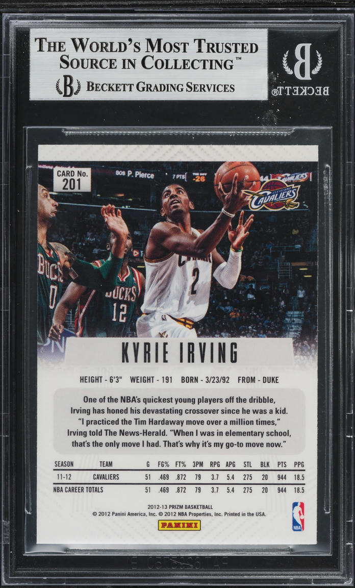2012 Panini Prizm Silver Kyrie Irving ROOKIE #201 BGS 8.5 NM-MT+