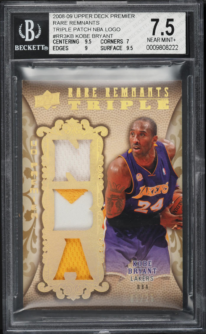 2008 Upper Deck Premier Rare Remnants Kobe Bryant PATCH 1/25 BGS 7.5 NRMT+