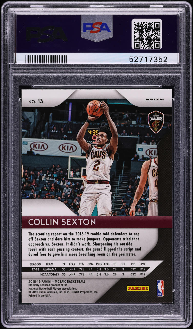 2018 Panini Prizm Mosaic Collin Sexton ROOKIE #13 PSA 10 GEM MINT