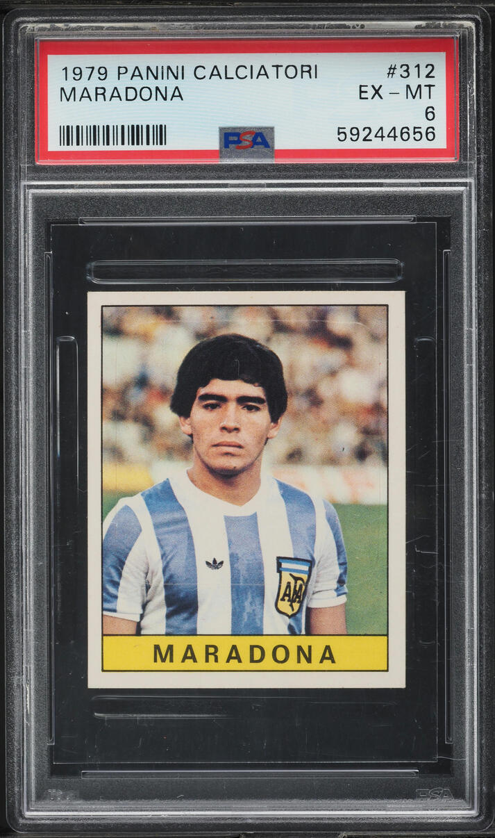 1979 Panini Calciatori Soccer Diego Maradona ROOKIE #312 PSA 6 EXMT