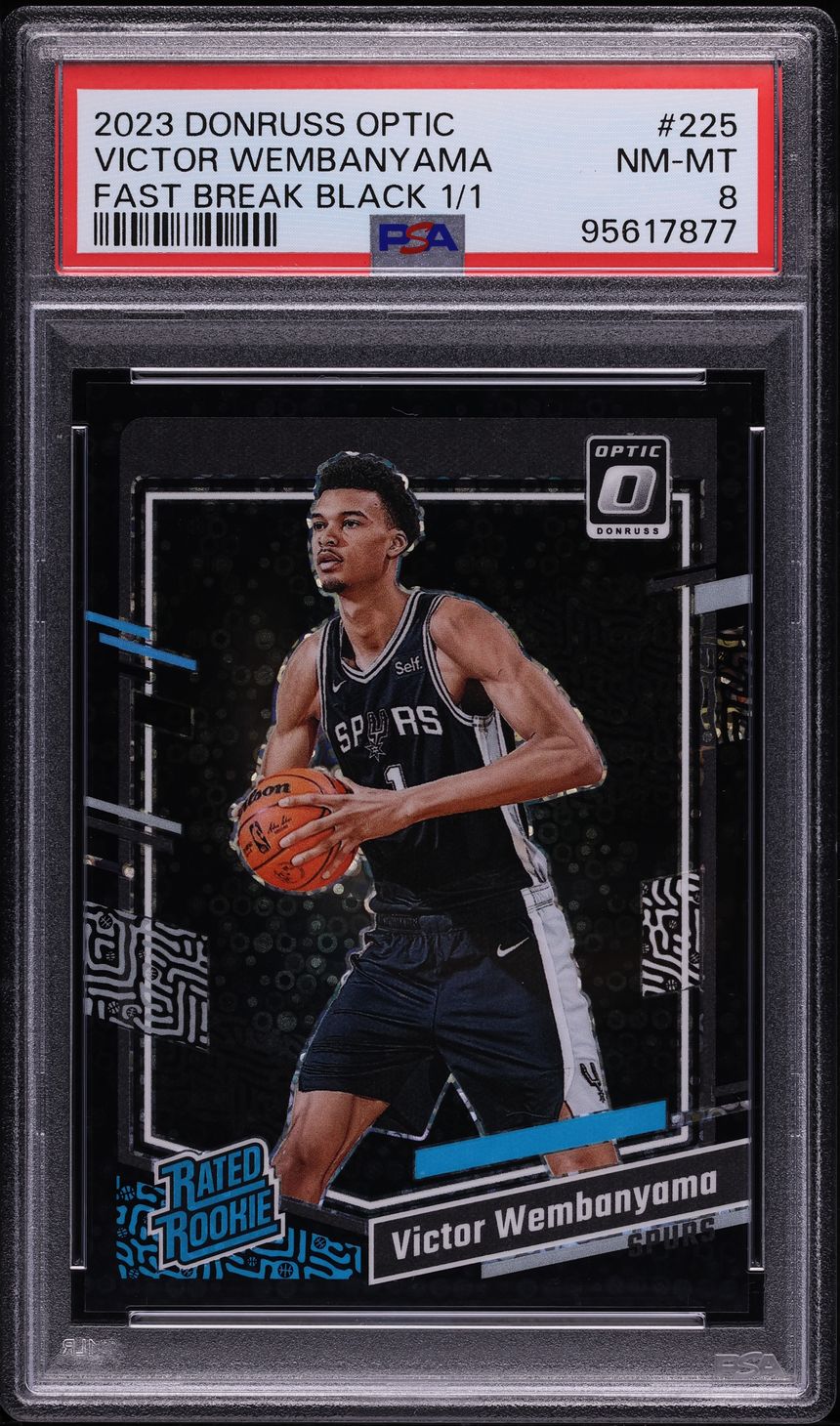 2023 Donruss Optic Fast Break Black Victor Wembanyama ROOKIE 1/1 #225 PSA 8