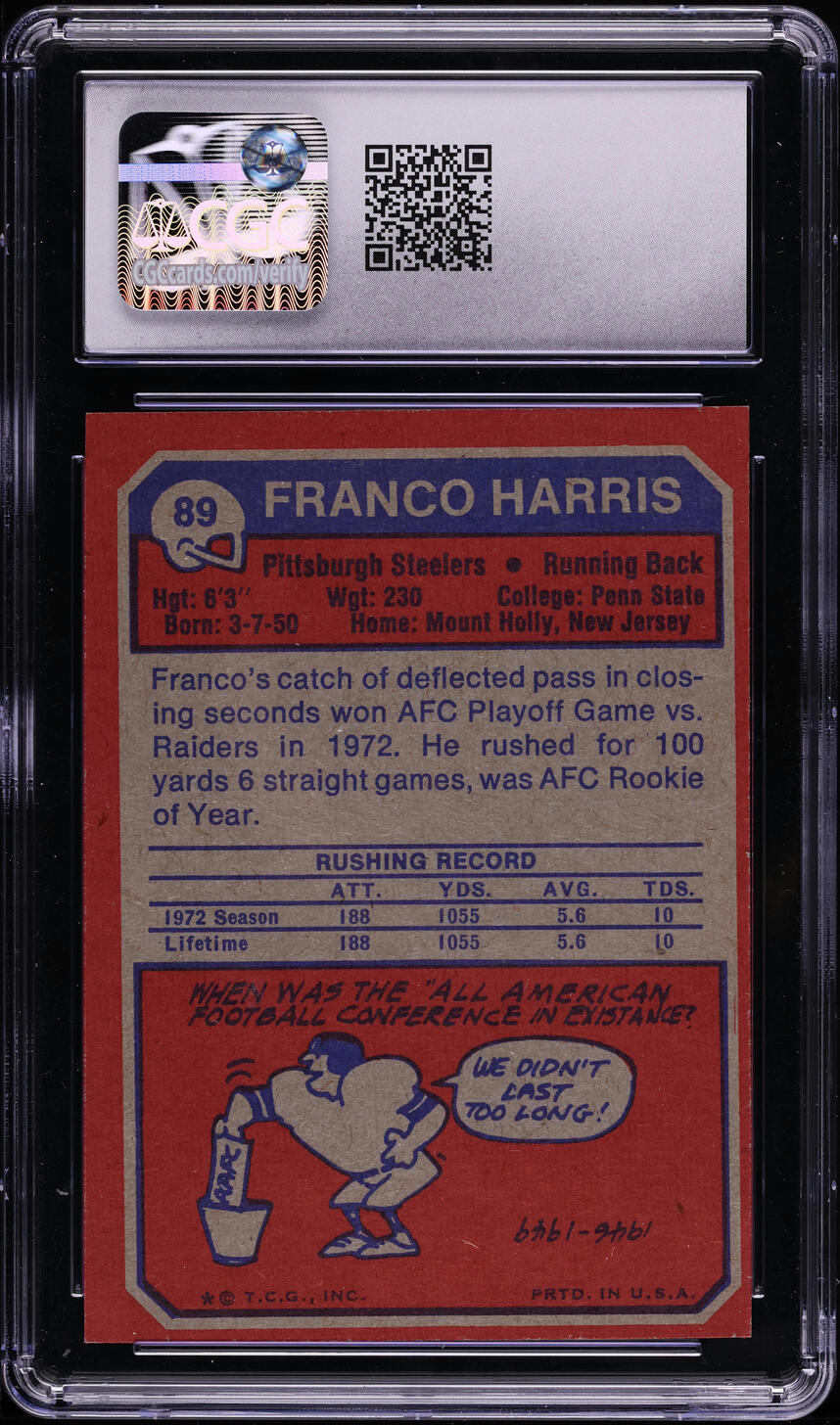 1973 Topps Football Franco Harris ROOKIE #89 CGC 8 NM-MT