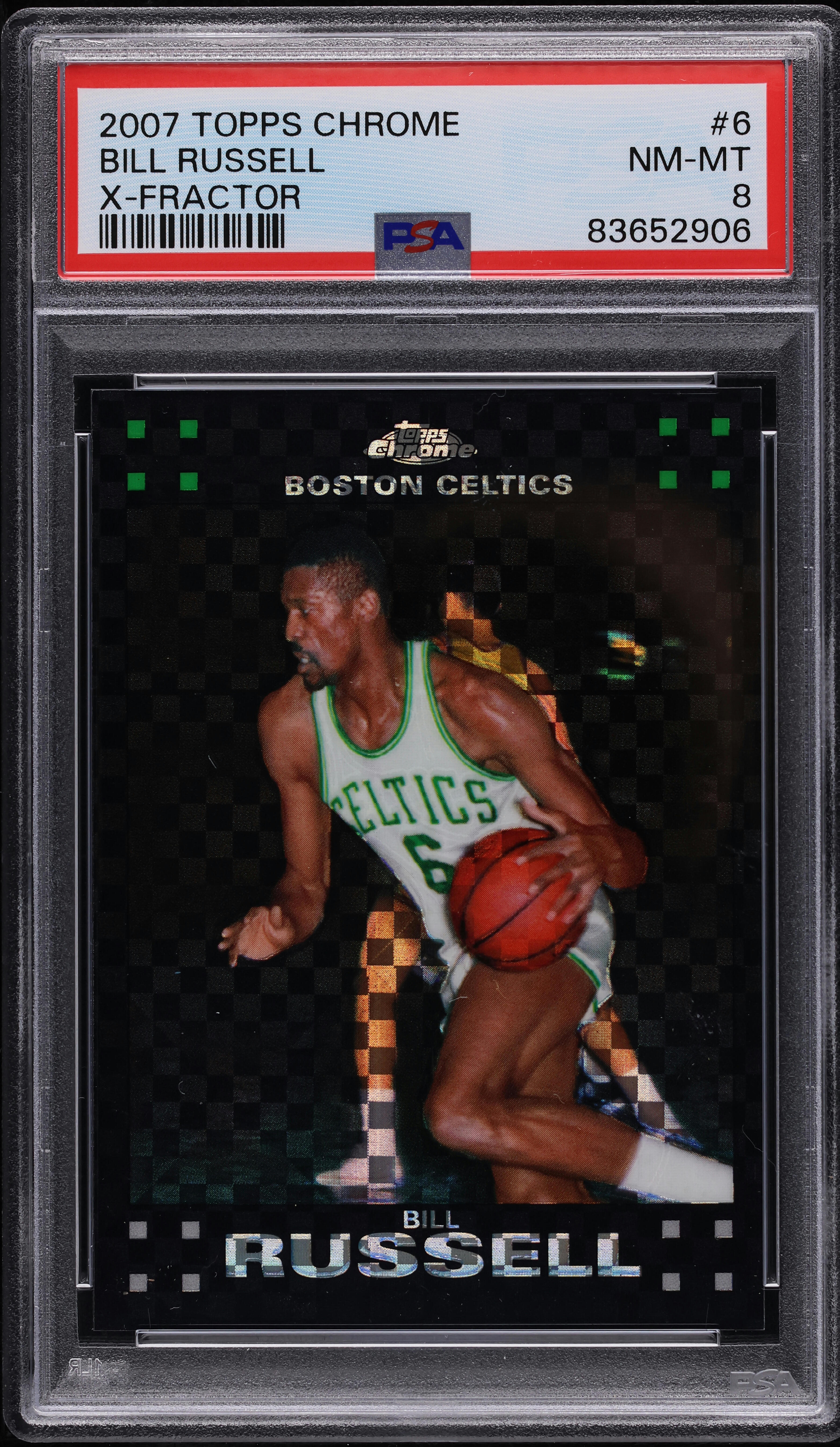 2007 Topps Chrome Xfractor Bill Russell /50 #6 PSA 8 NM-MT on