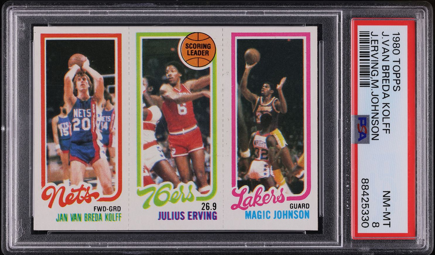1980 Topps Basketball Breda Kolff Julius Erving Magic Johnson ROOKIE PSA 8 NM-MT