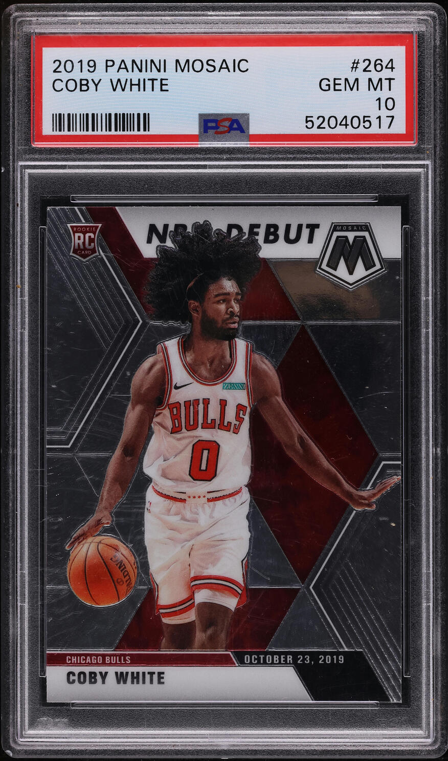 2019 Panini Mosaic Coby White ROOKIE #264 PSA 10 GEM MINT
